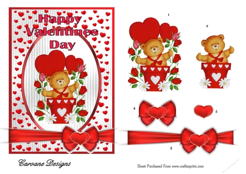 Love in a Plant Pot - 7x5 inch card front with decoupage