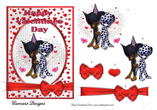 Puppy Love - 7x5 inch card front with decoupage
