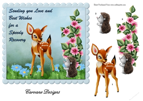 Get Well Soon 1 - 7x7inch card front with decoupage