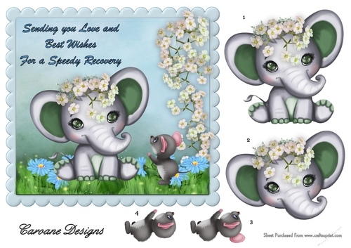 Get Well Soon 2 - 7x7inch card front with decoupage