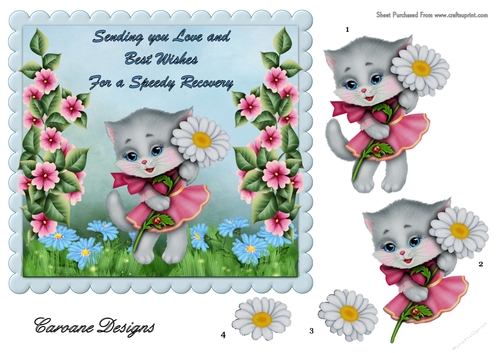 Get Well Soon 3 - 7x7inch card front with decoupage