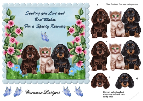 Get Well Soon 4 - 7x7inch card front with decoupage