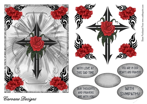 Sympathy 5 - A5 card front with decoupage