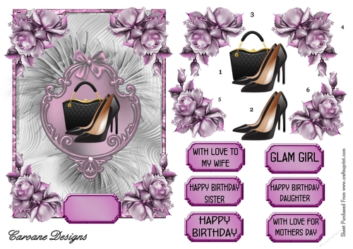 Shoes Glorious Shoes - A5 card front with decoupage