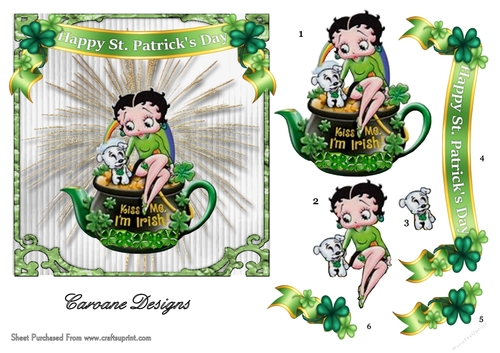 Irish Betty - 6x6 inch card front with decoupage