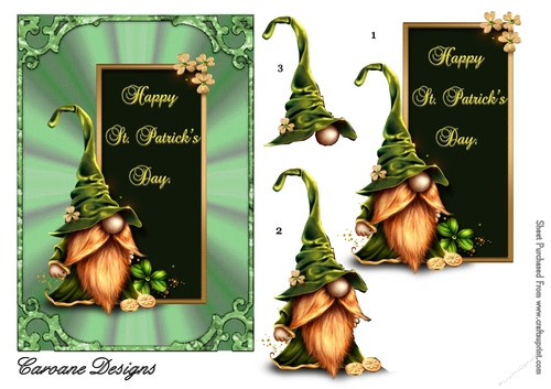 My Hats Too Big - A5 card front with decoupage