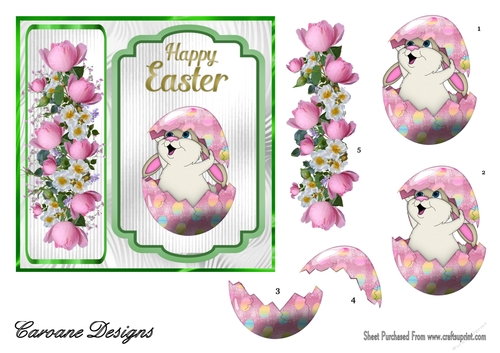 Easter Bunny 3 - 6x6 inch card front with decoupage