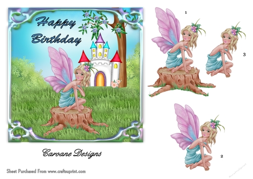 Pretty Fairy - 6x6 inch card front with decoupage