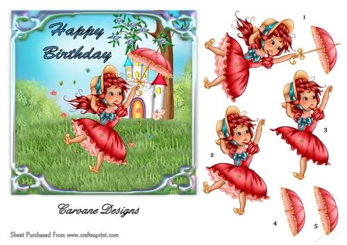 I Just Dropped In - 6x6 inch card front with decoupage