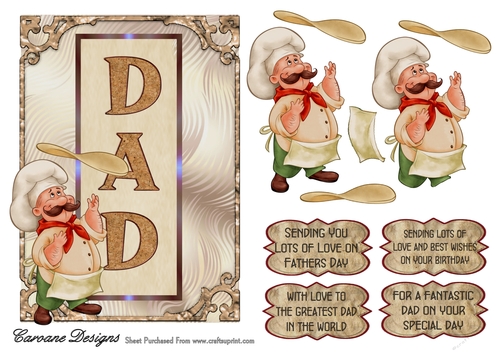 Fathers Day 1 - 7x5 inch card front with decoupage