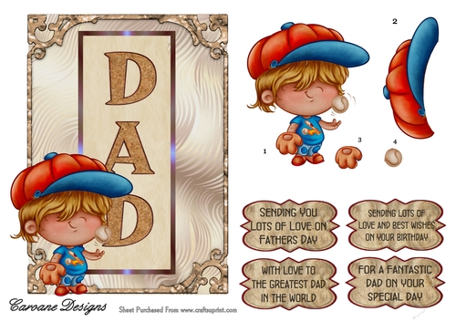 Fathers Day 2 - 7x5 inch card front with decoupage