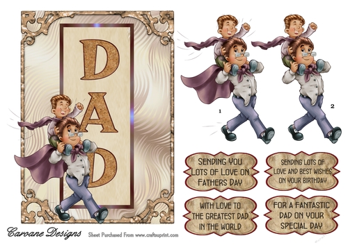 Fathers Day 3 - 7x5 inch card front with decoupage