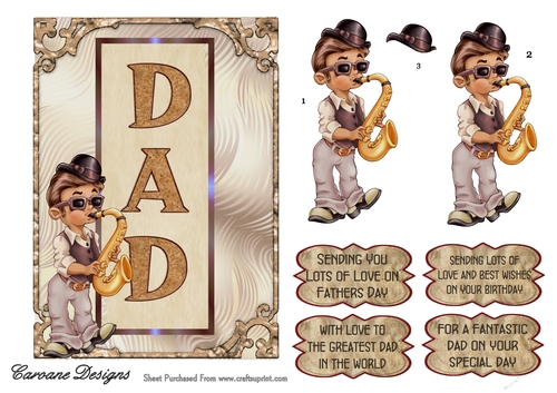 Fathers Day 4 - 7x5 inch card front with decoupage