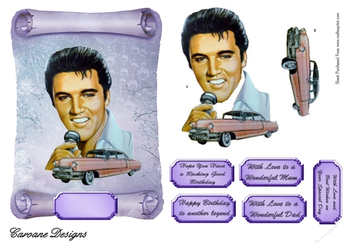 Pink Cadillac - 7x5 inch card front with decoupage