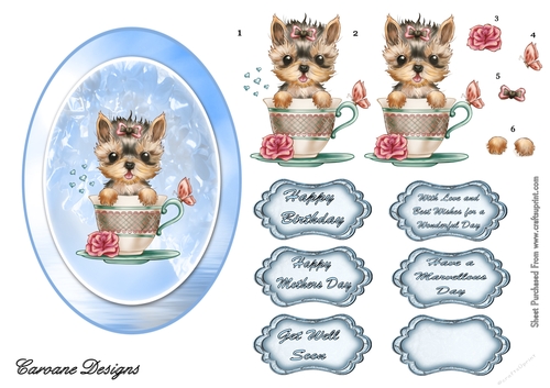 Just My Cup of Tea - 7x5 inch topper with decoupage