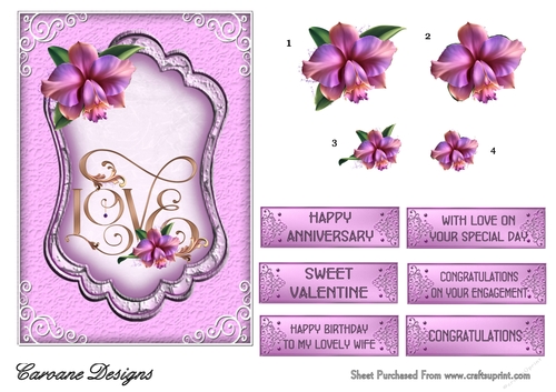 Love in Bloom - A5 card front with decoupage