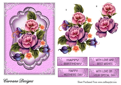Enchanted Flowers - A5 card front with decoupage