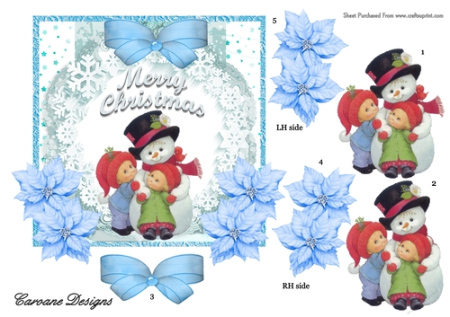 Frosty the Snowman 2 - 6x6 inch card front with decoupage