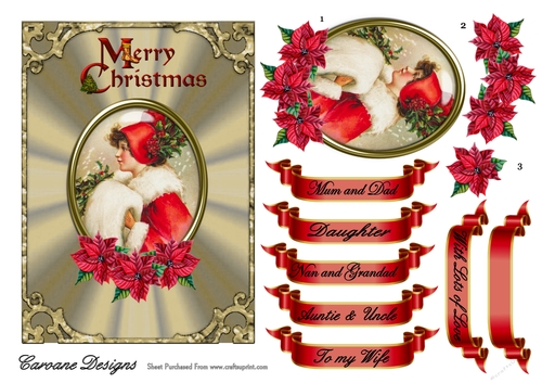 Victorian Cameo 1 - 7x5inch card front with decoupage