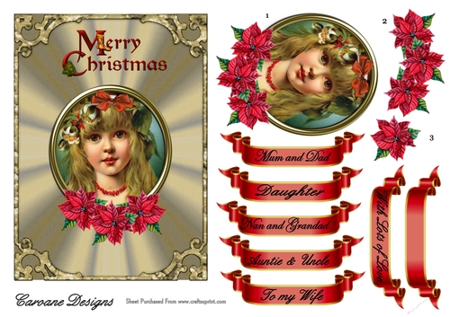 Victorian Cameo 2 - 7x5inch card front with decoupage