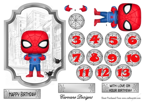 Spider Boy - 7x5 inch topper with decoupage