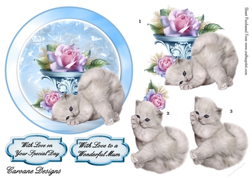 So Cute - 6x6 inch circular topper with decoupage