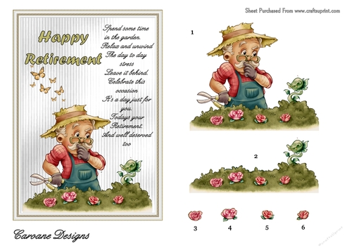 Retirement 6 - 7x5 inch topper with decoupage