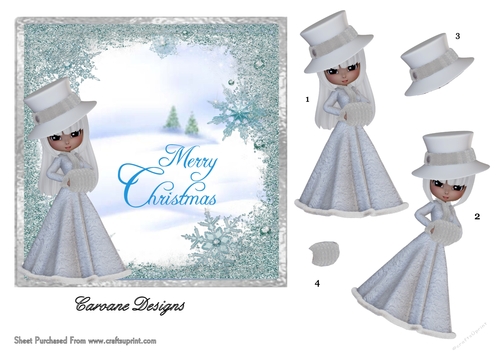 Blue and Silver Christmas 1 -  6x6 inch card front with decoupage  