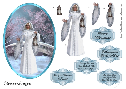 The Spirit of Christmas - 7x5 inch topper with decoupage