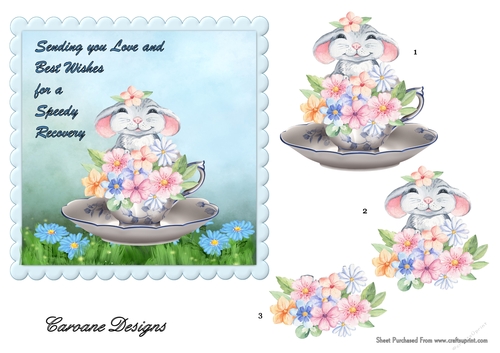 Get Well Soon 7 - 6x6 inch card front with decoupage