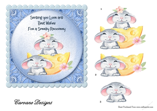 Get Well Soon 8 - 6x6 inch card front with decoupage