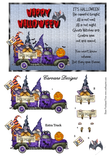 Gnomes Night Out - 7x5 inch card front with decoupage