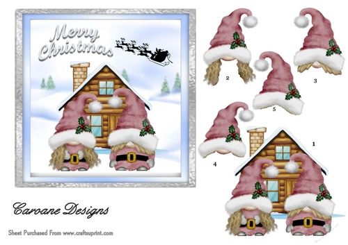 Christmas Gnome Kids - 6x6 inch card front with decoupage