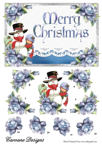Merry Christmas 1 - A5 card front with decoupage
