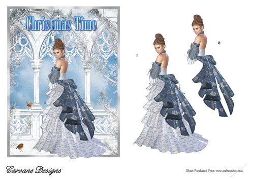 White Christmas 2 - 7x5 inch card front with decoupage.