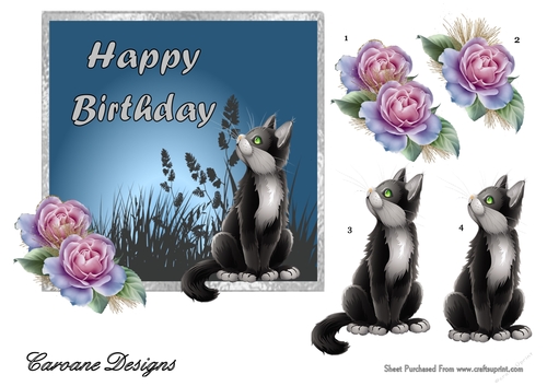 Rupert and The Roses - 6x6 inch card front with decoupage