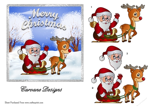 Snow Christmas 13 - 6x6 inch card front with decoupage