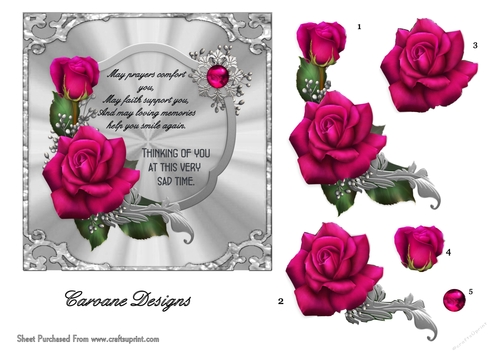 Sympathy 9 - 6x6 inch card front with decoupage