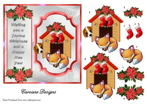 Sharing and Caring - 6x6 inch card front with decoupage