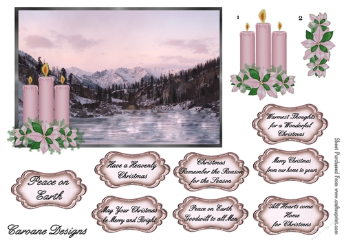 Beautiful Christmas - 7x5 inch card front with decoupage