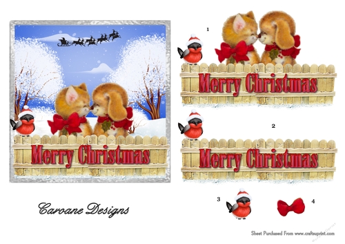 Snow Christmas 15 - 5x5 inch card front with decoupage