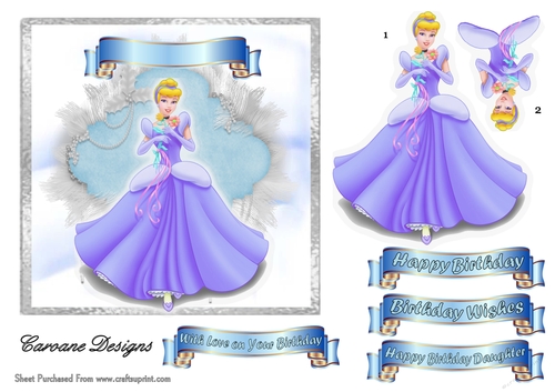 Birthday Cinders - 6x6 inch card front with decoupage