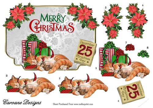 Twas The Night Before Christmas - 7x5 inch card front with decoupage