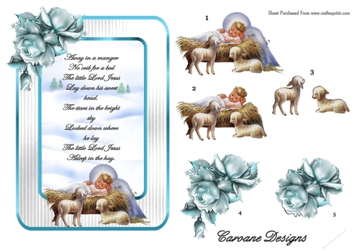 Carols at Christmas 1 - 7x5 inch card front with decoupage