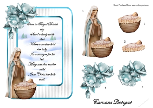Carols at Christmas 3 - 7x5 inch card front with decoupage