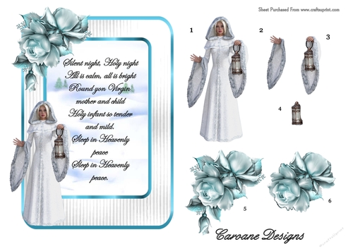 Carols at Christmas 4 - 7x5 inch card front with decoupage