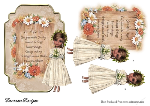 Serenity Prayer - 7x5 inch card front with decoupage