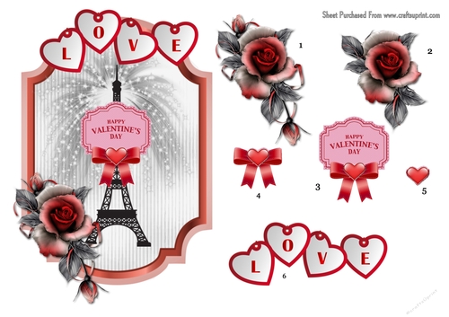 Paris Romance - 7x5 inch card front with decoupage