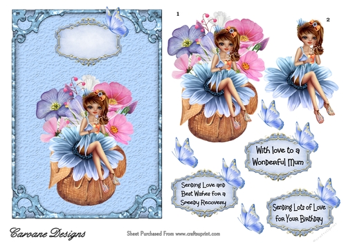 Flower Fairy 1 - 7x5 inch card front with decoupage
