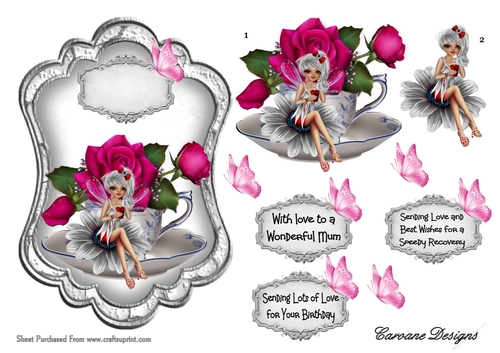 Flower Fairy 2 - 7x5 inch card front with decoupage